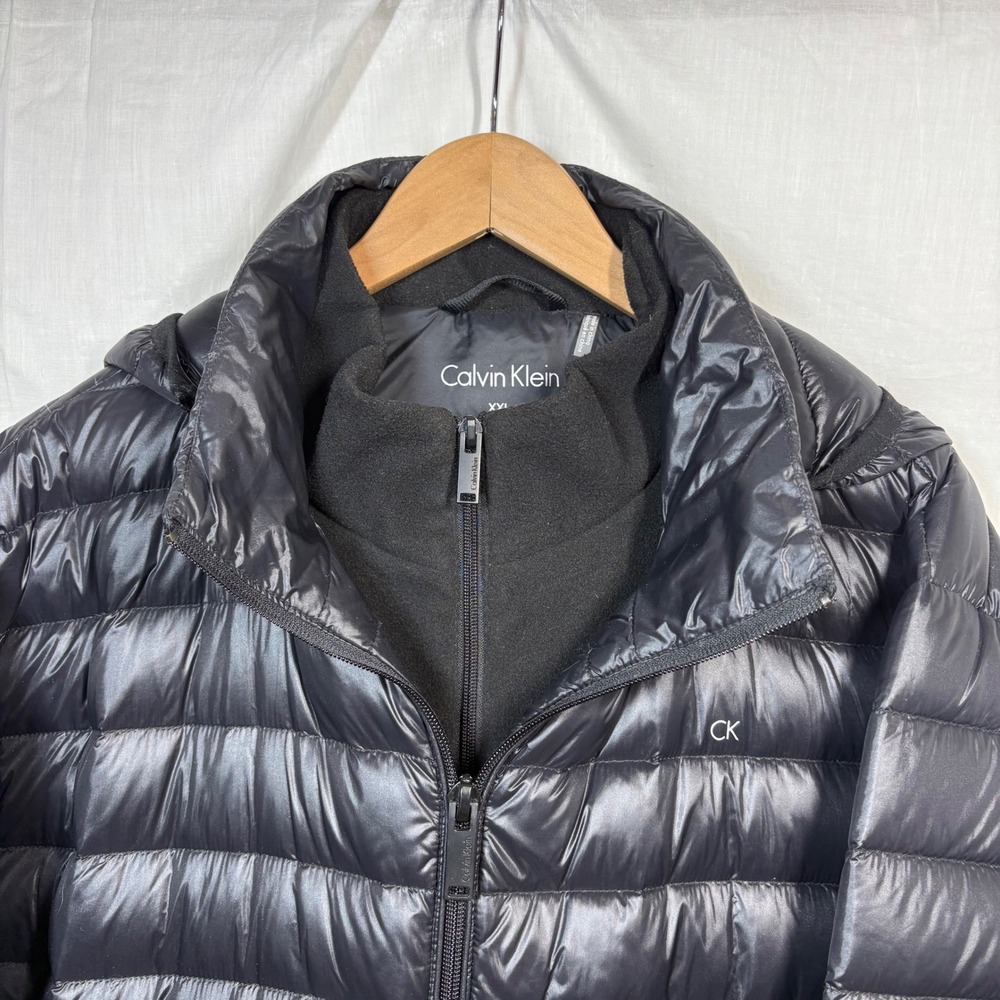 Calvin Klein Packable Down Hooded Zip Fleece Jacket Size XXL - Picture 2 of 13